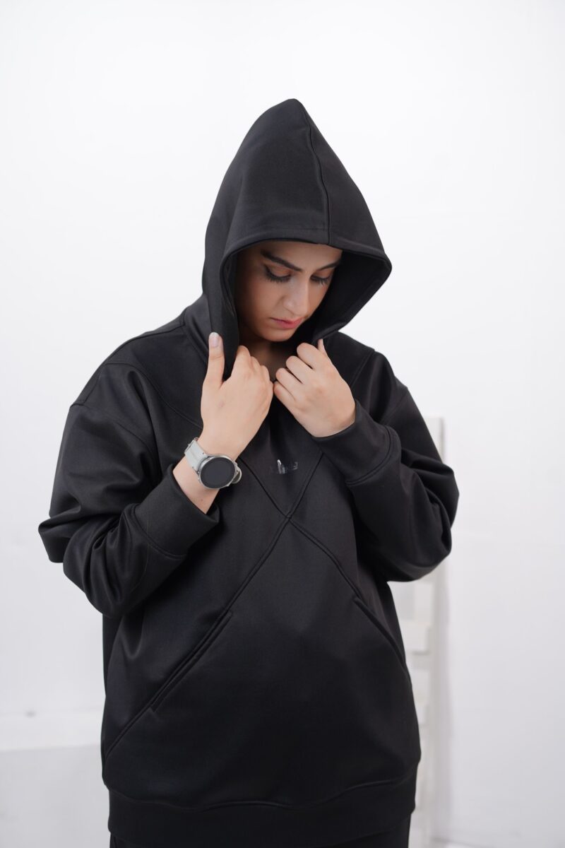 Powerful Elegant Black Cotton Tracksuit