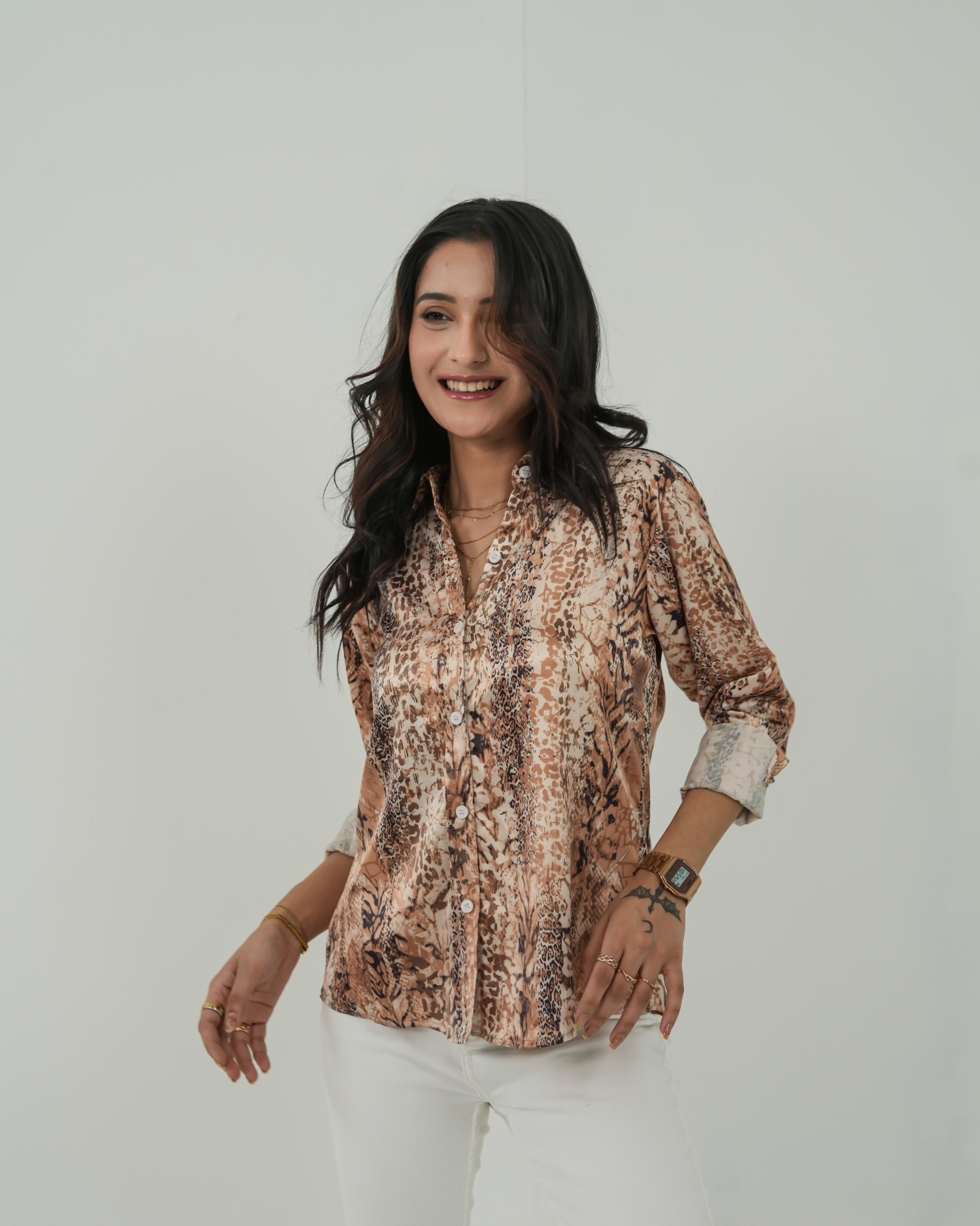 Printed Women's Casual Shamoz Silk Shirt